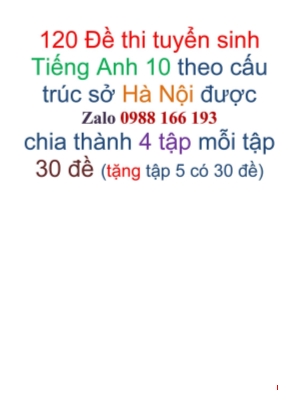 Đề ôn tập thi tuyển sinh vào Lớp 10 môn Tiếng Anh - Mã đề 45 - Năm học 2019-2020 (Có đáp án)